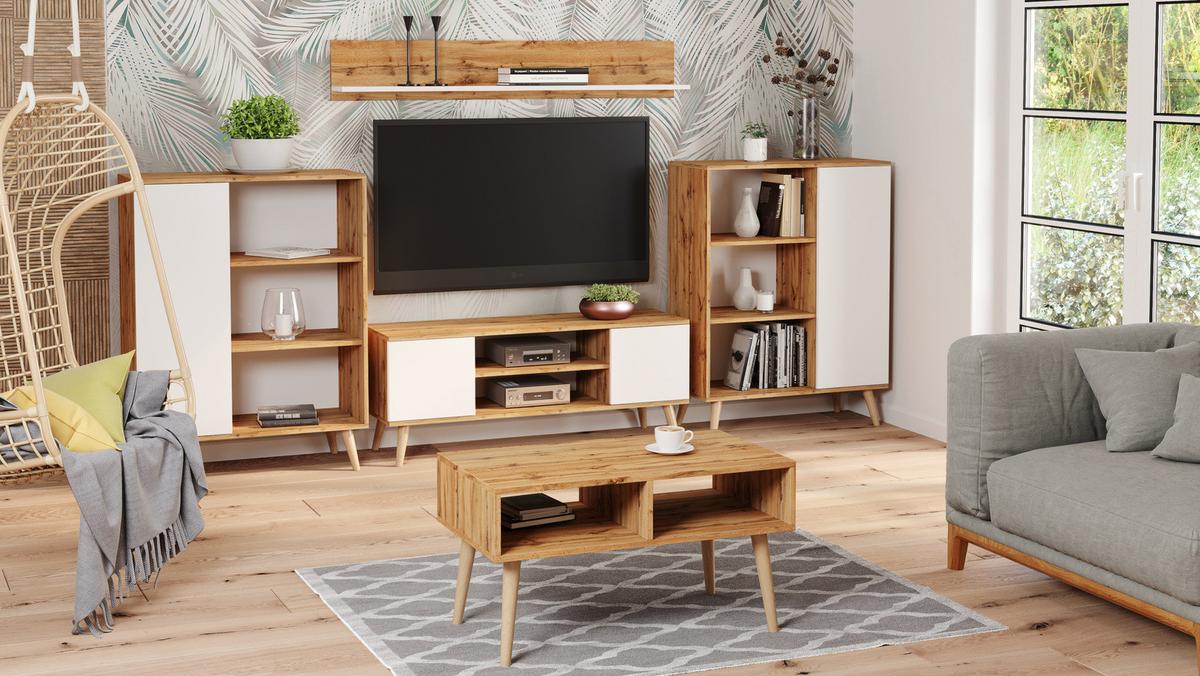 LOWBOARD Focus - Eichefarben/Weiß, Holzwerkstoff (40/50/135cm) - RAUMHIRSCH FURNITURE