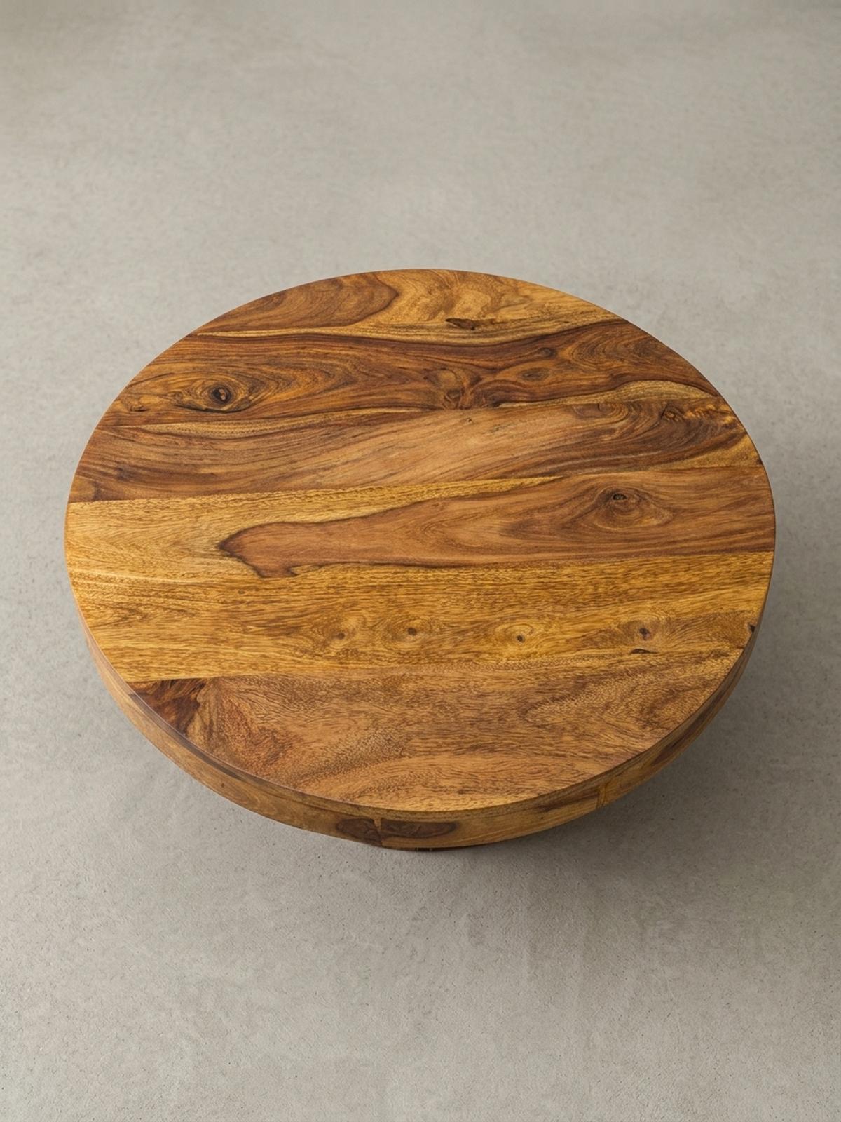 COUCHTISCH aus Massivholz Sheesham in Braun, Lackiert, mit robustem Sockelfuß, Maße 60x60x30 cm - Braun, Holz (60/60/30cm) - KADIMA DESIGN