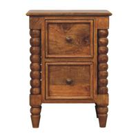 NACHTKASTEN Gerstendrehung, 2 Schubladen, Hellbraun - Hellbraun/Messingfarben, Holz/Metall (40/55/30cm) - Artisan Furniture