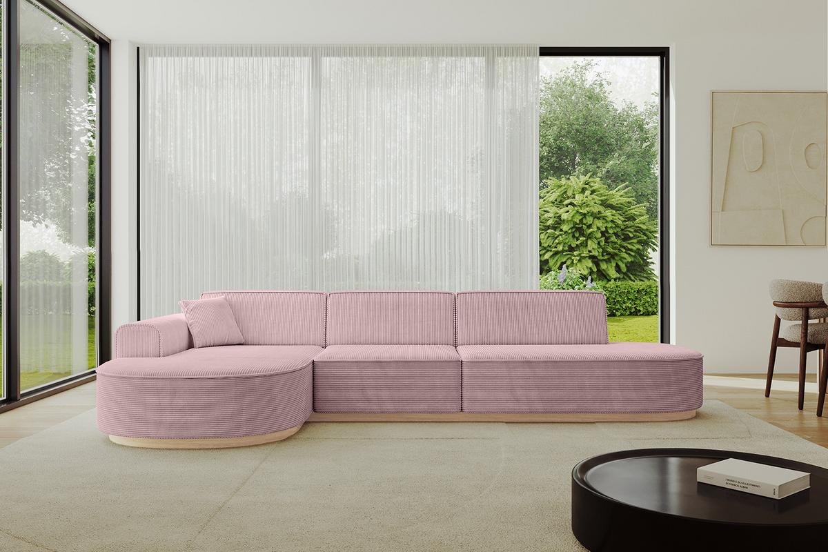 ECKSOFA Ottomane Links MARI-L2-v1 - 328x171x83 cm Rosa Cord - Rosa, Holzwerkstoff/Textil (328/171cm) - ALTDECOR