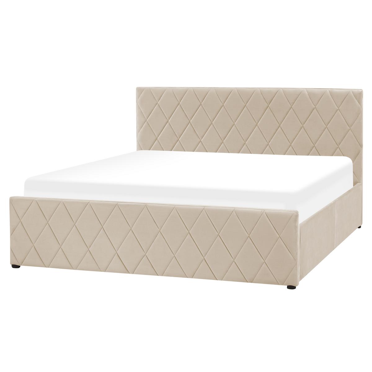 BETT mit Stauraum 160x200 cm Beige Rochefort - Beige, Textil (160/200cm) - Beliani