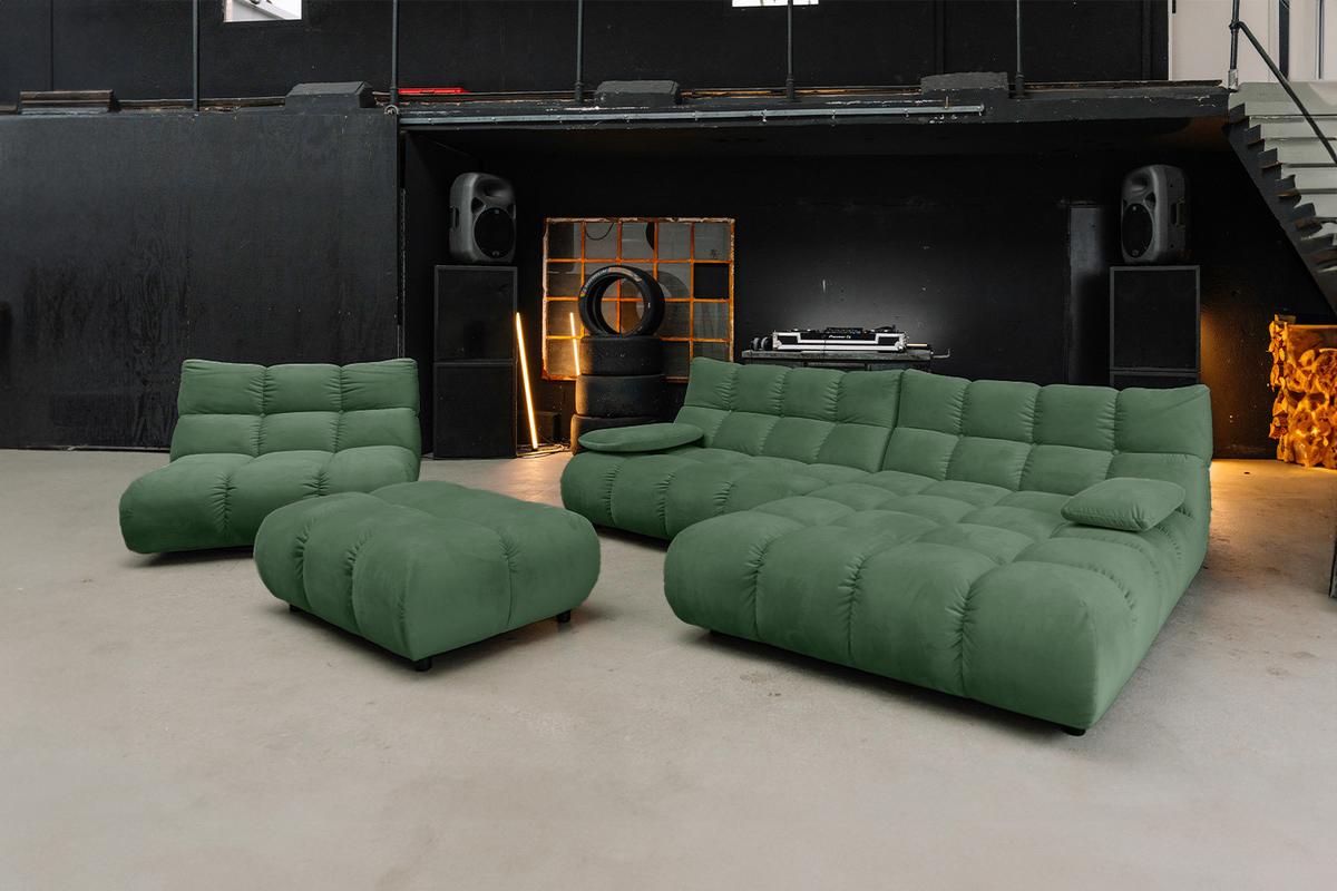 SITZGRUPPE VIVIEN 3ER SET Smaragdgrün Velvet (1er-Set) - Smaragdgrün, Kunststoff/Textil (359/85/510cm) - KAWOLA