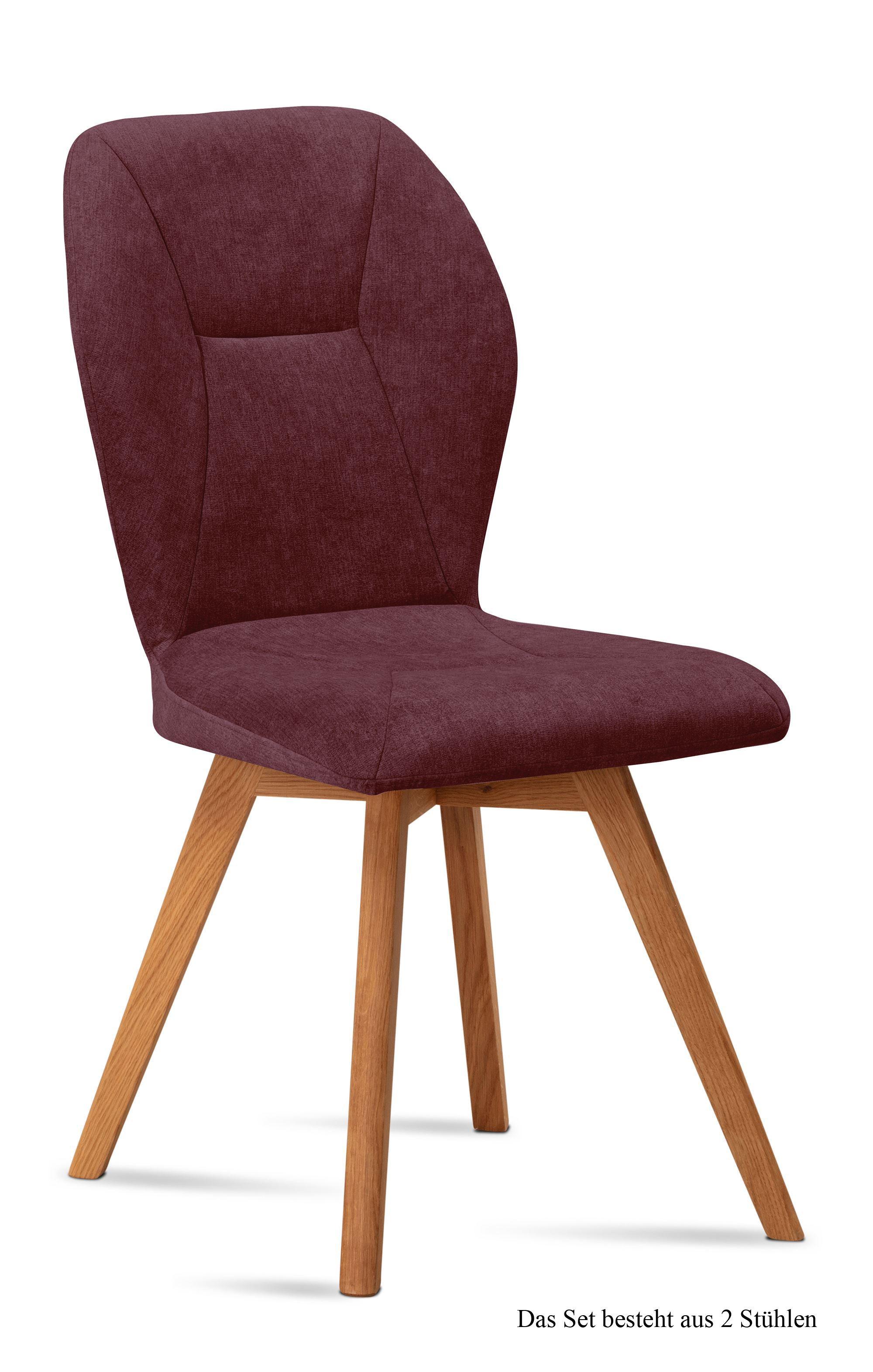 ESSZIMMERSTUHL (2er-Set) Donia 51x92x60 Eiche geölt/Marsala - Eichefarben/Brombeere, Kunststoff (60/92/51cm) - 58aufmkessel