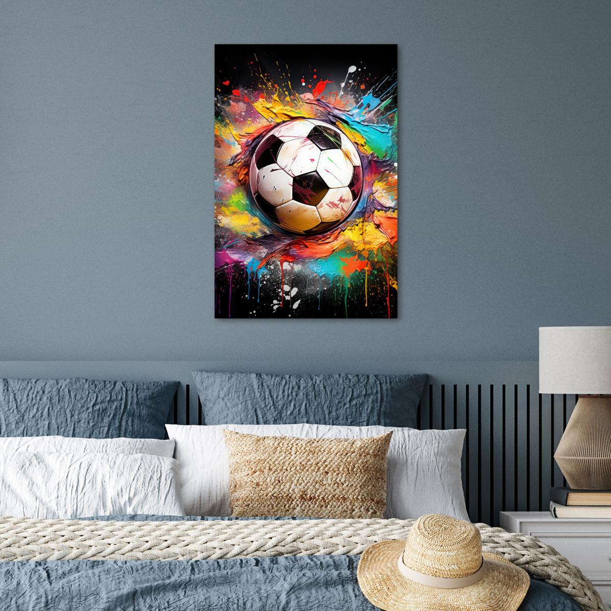 POSTER Fußball - Farbe - Farben - Schwarz - Weiß Wanddeko 40x60 cm - Weiß, Papier (40/60/0.1cm) - MuchoWow