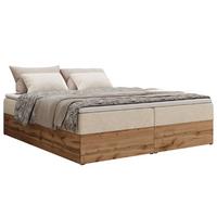 BOXBETT WOOD ZERO 160/200 - Creme Struktur - H4 - Topper Visco - Creme, Textil (160/200cm) - MKS