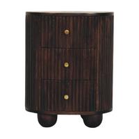 NACHTKASTEN Geschwungen Geriffelt, 3 Schubladen, Dunkelbraun - Dunkelbraun/Messingfarben, Holz/Metall (45/57/35cm) - Artisan Furniture