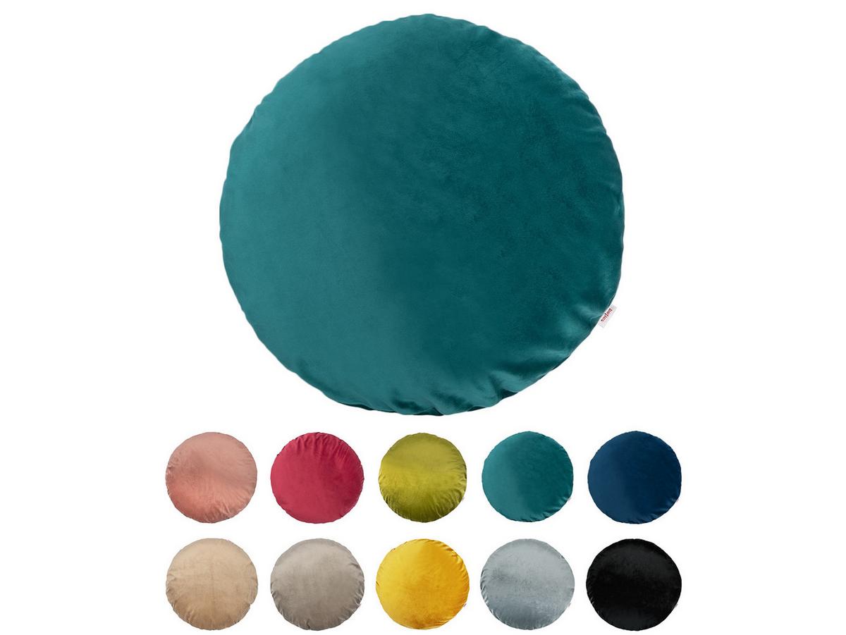 KISSENHÜLLE Rund Samt&Sonders petrol 40 cm Ø - Petrol, Textil (40/40cm) - beties Heimtextil
