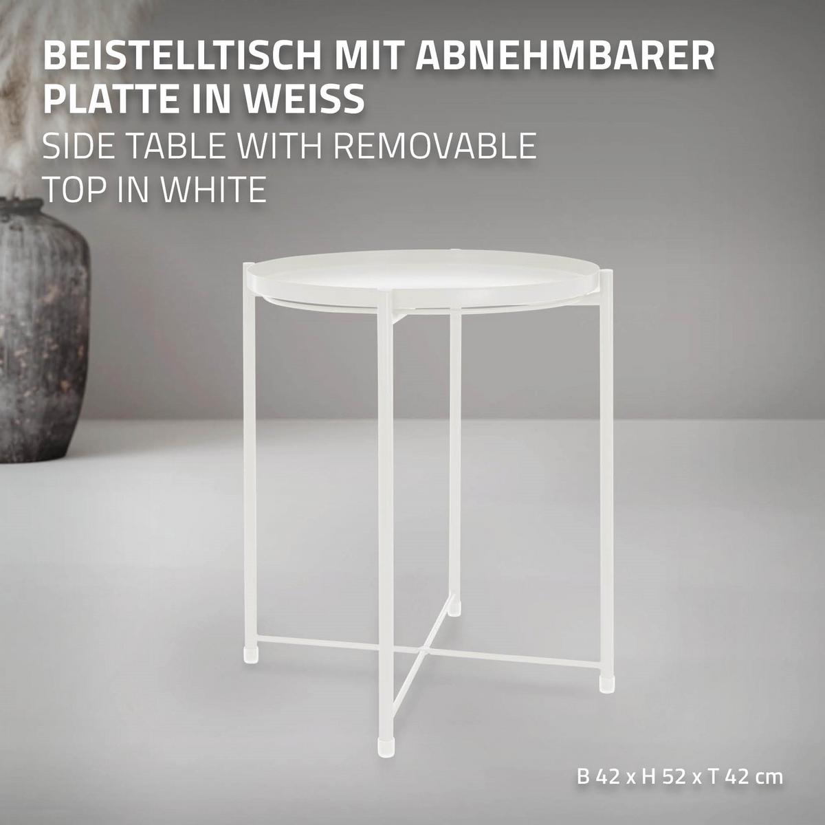 BEISTELLTISCH klappbar rund Ø45xH52 cm Weiß aus Metall - Weiß, Metall (52/45/52cm) - ML-DESIGN