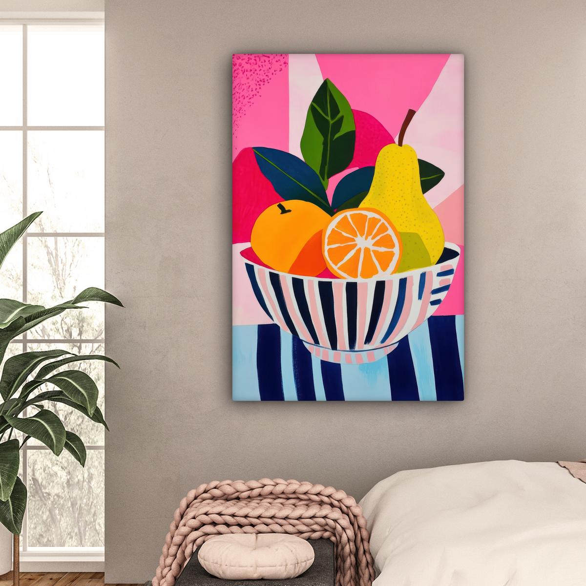 LEINWANDBILD Obst - Abstrakter Hintergrund - Rosa Deko XXL 80x120 cm - Pink, Textil (80/120cm) - MuchoWow