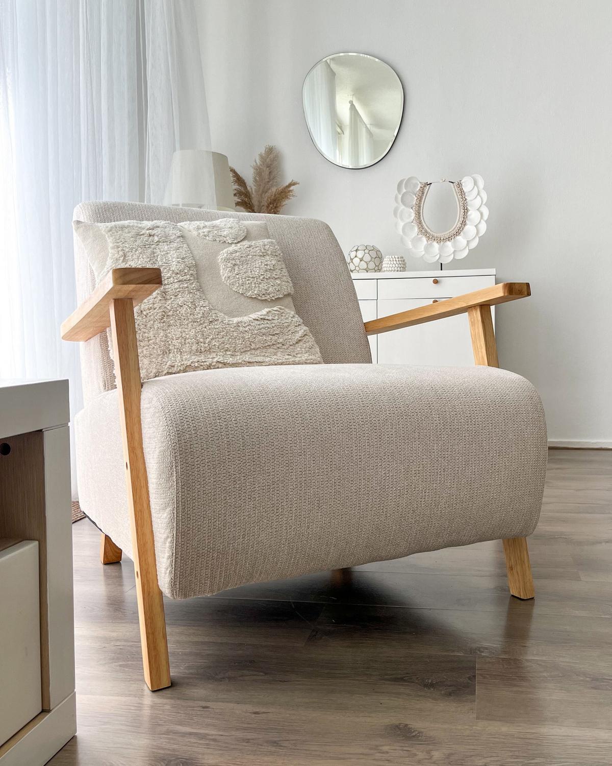 SESSEL Helles Beige Lesja - Hellbraun/Beige, Textil (77/79/90cm) - Beliani