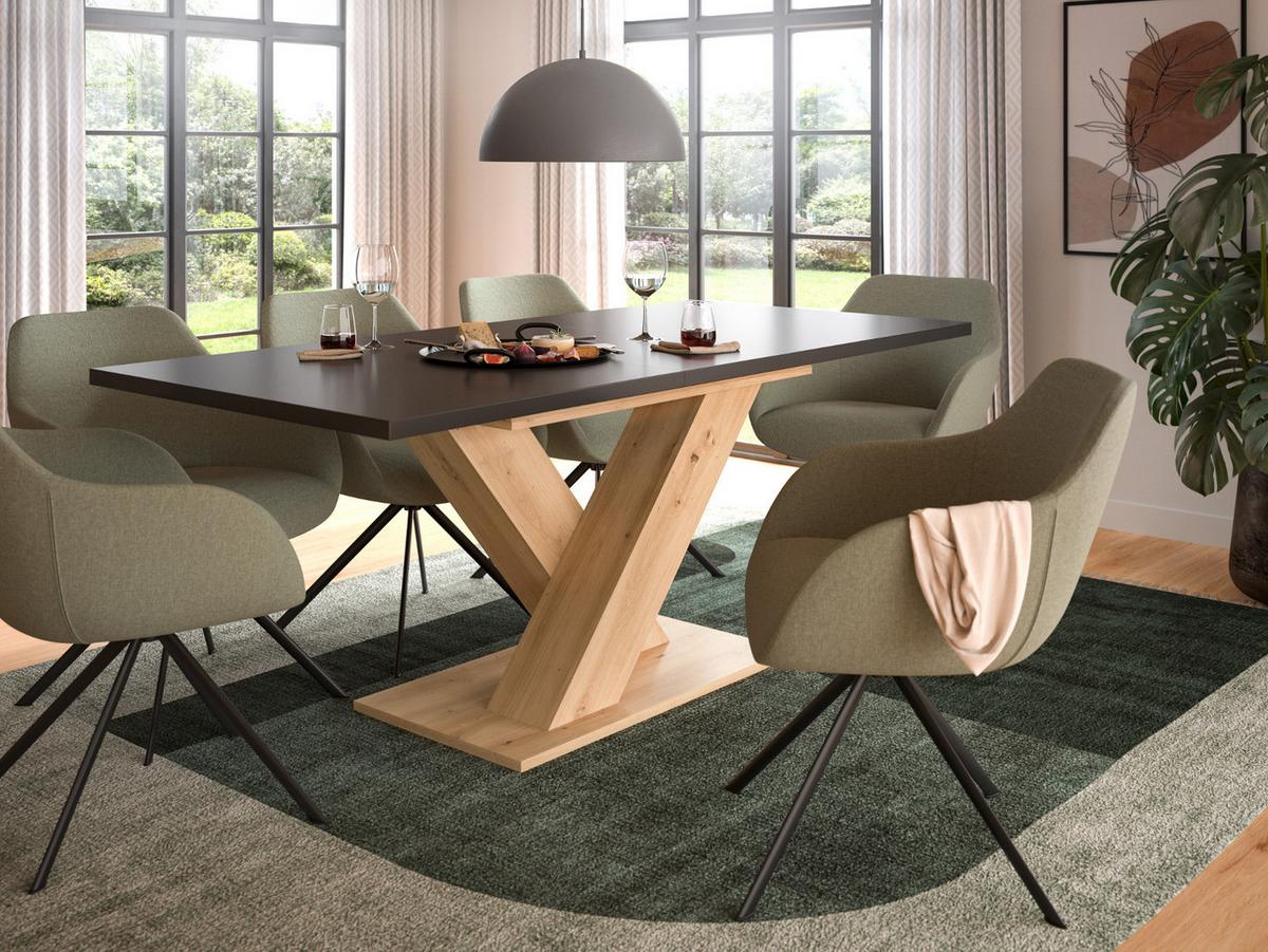 ESSTISCH grau, Eiche Artisan, Küchentisch ausziehbar 150 - 190 cm - Eiche Artisan/Grau, Holzwerkstoff/Metall (150/90/76cm) - Inn.Furn