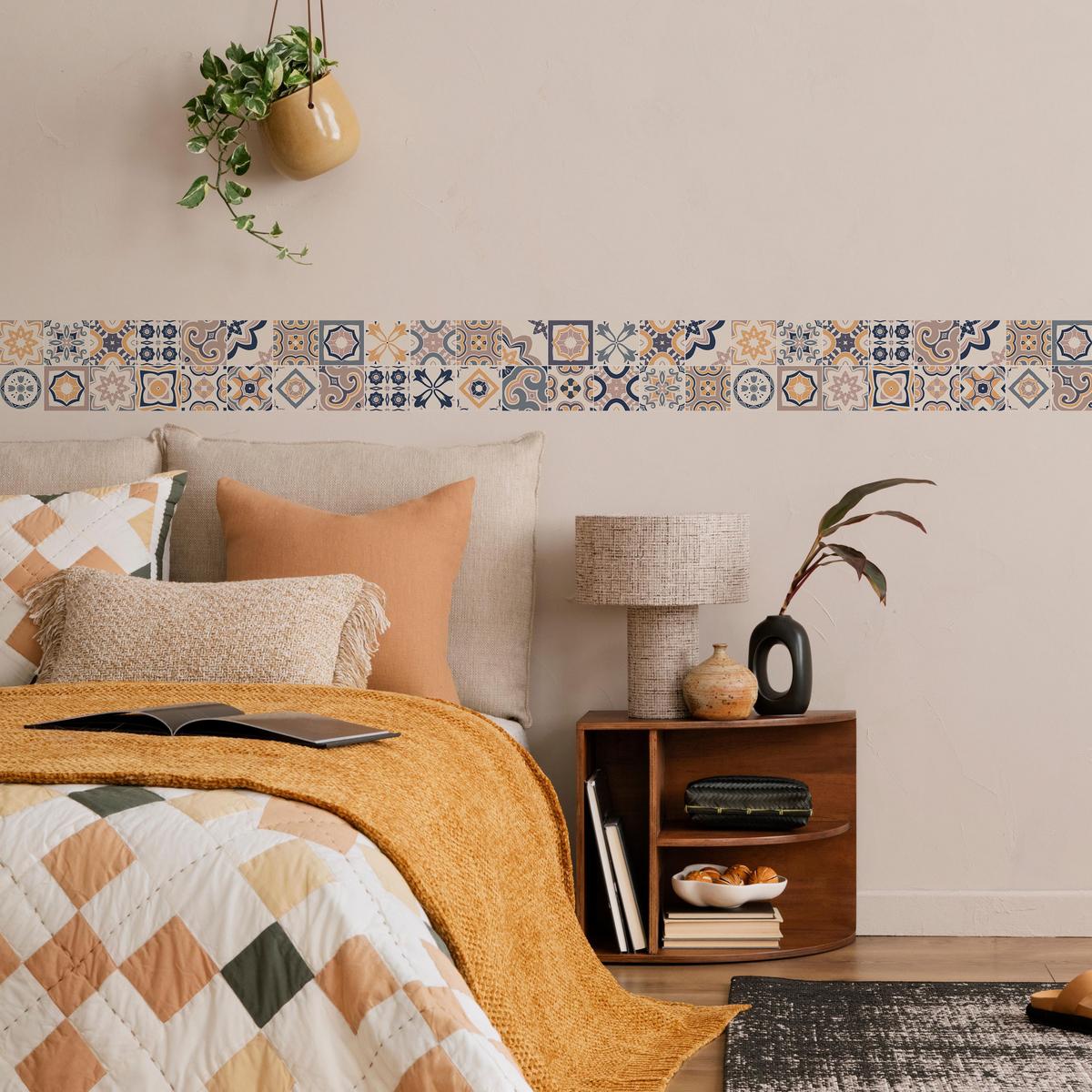 TAPETENBORDÜRE selbstklebend Marokkanische FLIESEN Ornamente Mosaik - Blau/Beige, Papier (10/300/300cm) - Muralo
