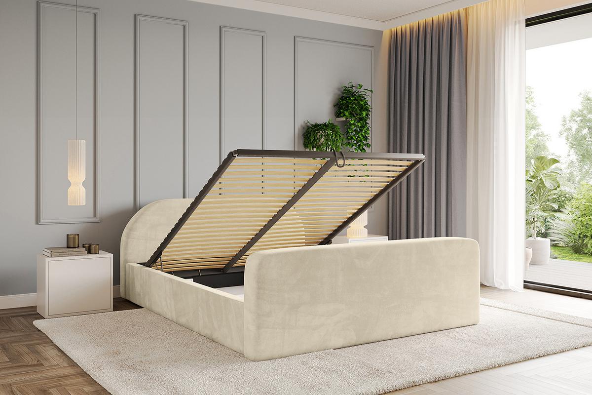 POLSTERBETT mit Bettkasten, Fußteil und Lattenrost, Boxbett mit Matratze H3/H4 - TIVON-Z-V1 180x200 Beige - Ecru, Holzwerkstoff/Textil (180/200cm) - ALTDECOR