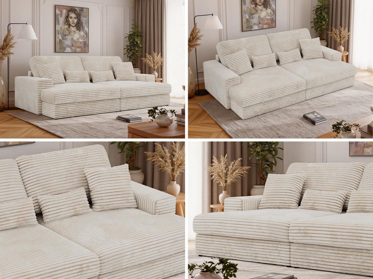 3-SITZER SOFA ANERO - Beige Cord - Beige/Creme, Kunststoff/Textil (292/107/163cm) - MKS