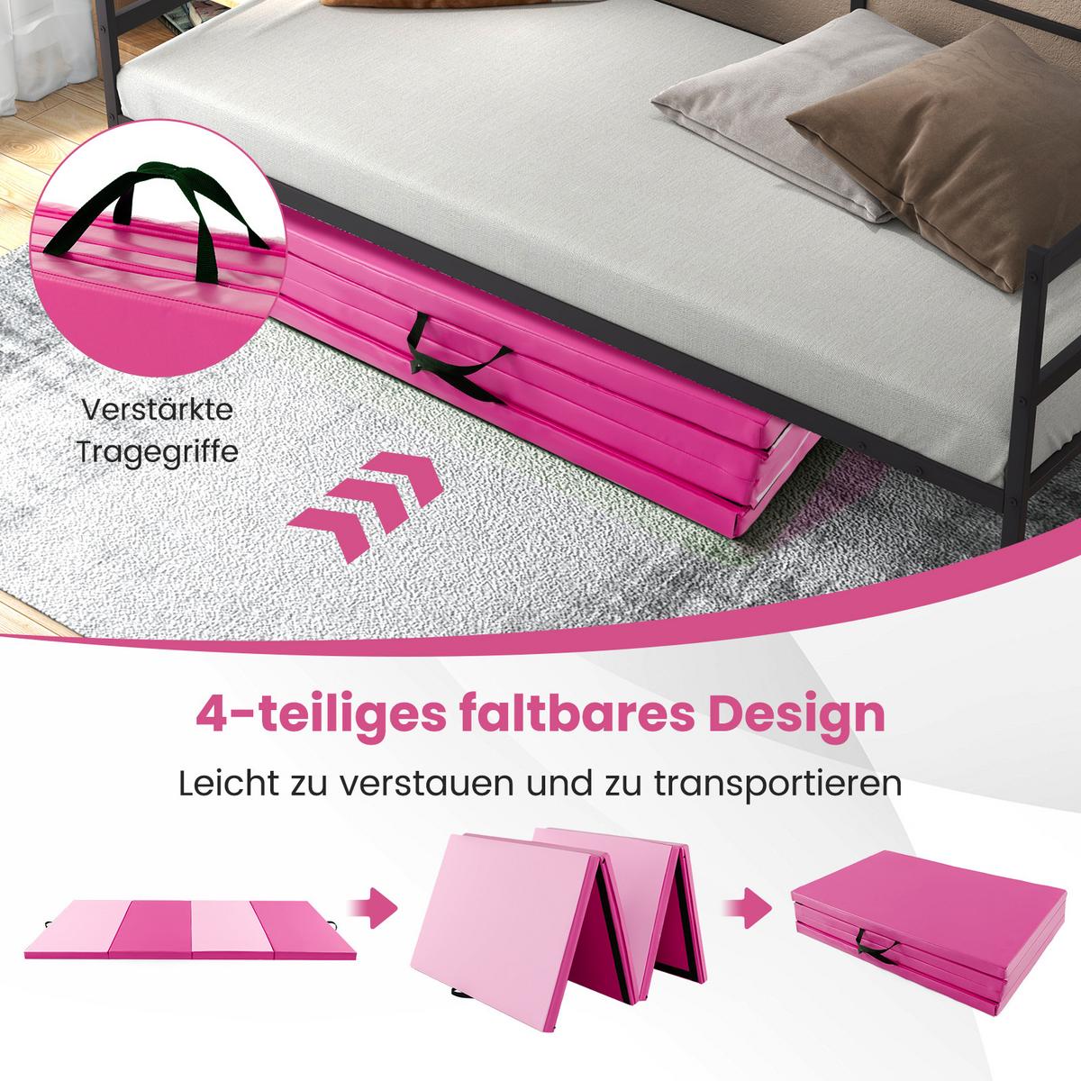 GYMNASTIKMATTE Rosenrot - Pink, Leder (300/117cm) - COSTWAY