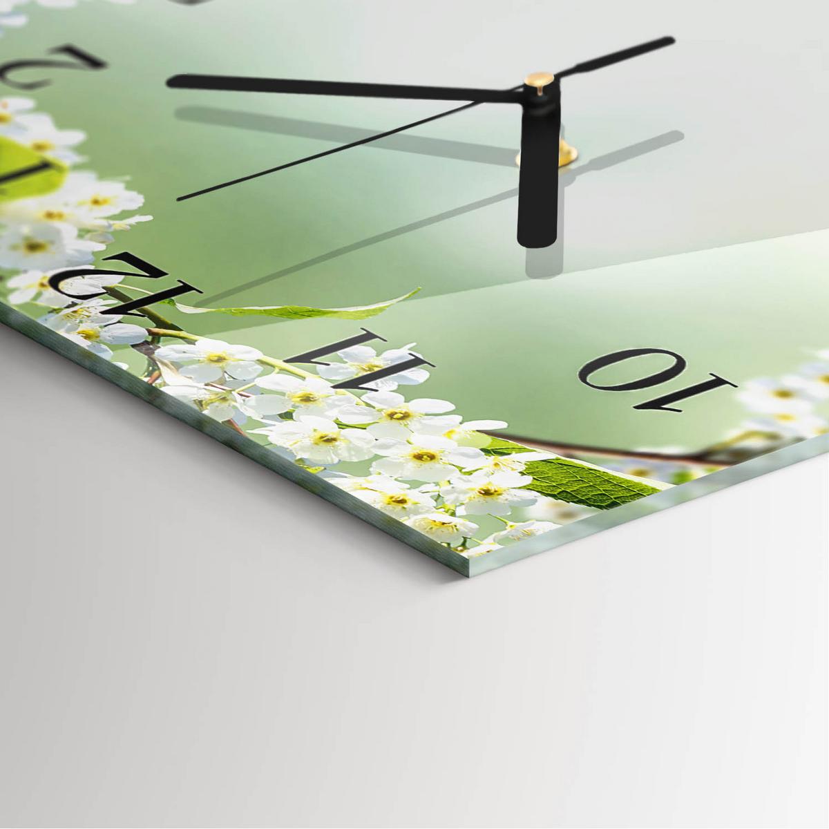 WANDUHR aus Glas 30x30 cm - Frühling - Grün, Glas (30/30/0.4cm) - TULUP