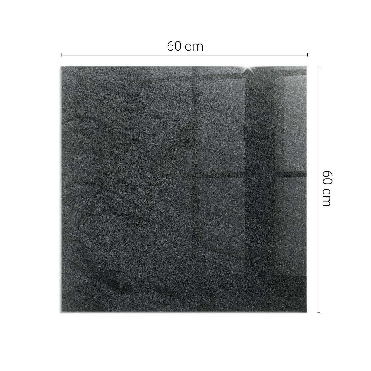 GLASPLATTE für Kamin 60x60 cm - Schwarz, Glas (60/60/0.4cm) - TULUP