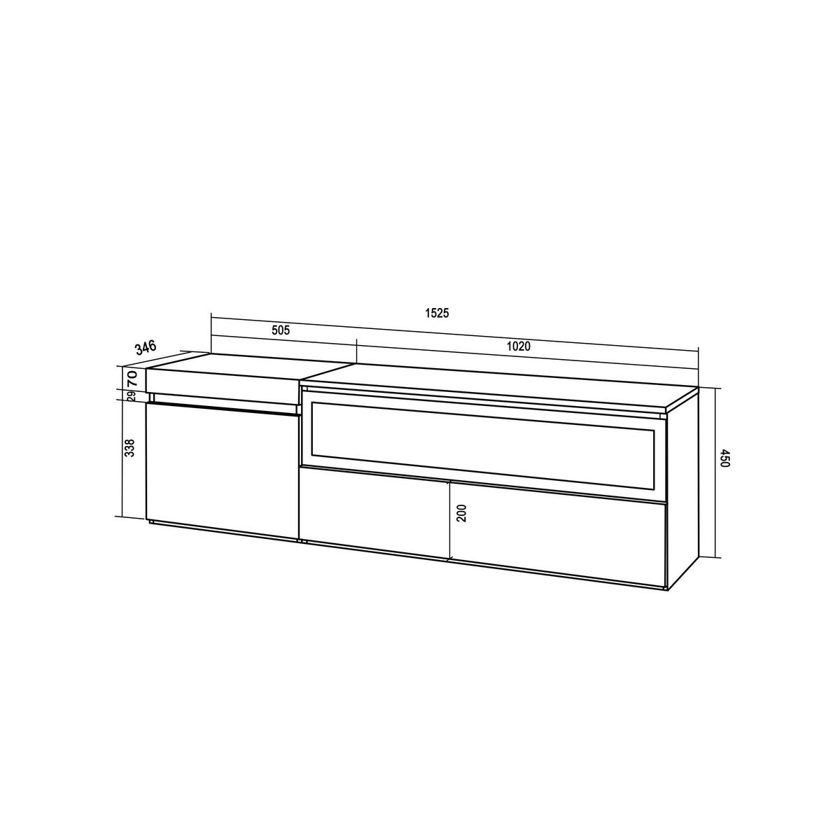 TV-SCHRANK mit Elektrokamin, schwarz, Hängend, 150/35/45cm - Schwarz, Holzwerkstoff (150/45/35cm) - Skraut Home