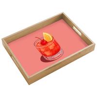TABLETT Glas - Eiswürfel - Zitrone - Kirsche 40x30 cm - Rosa, Holz (40/5/5cm) - OnlyWow