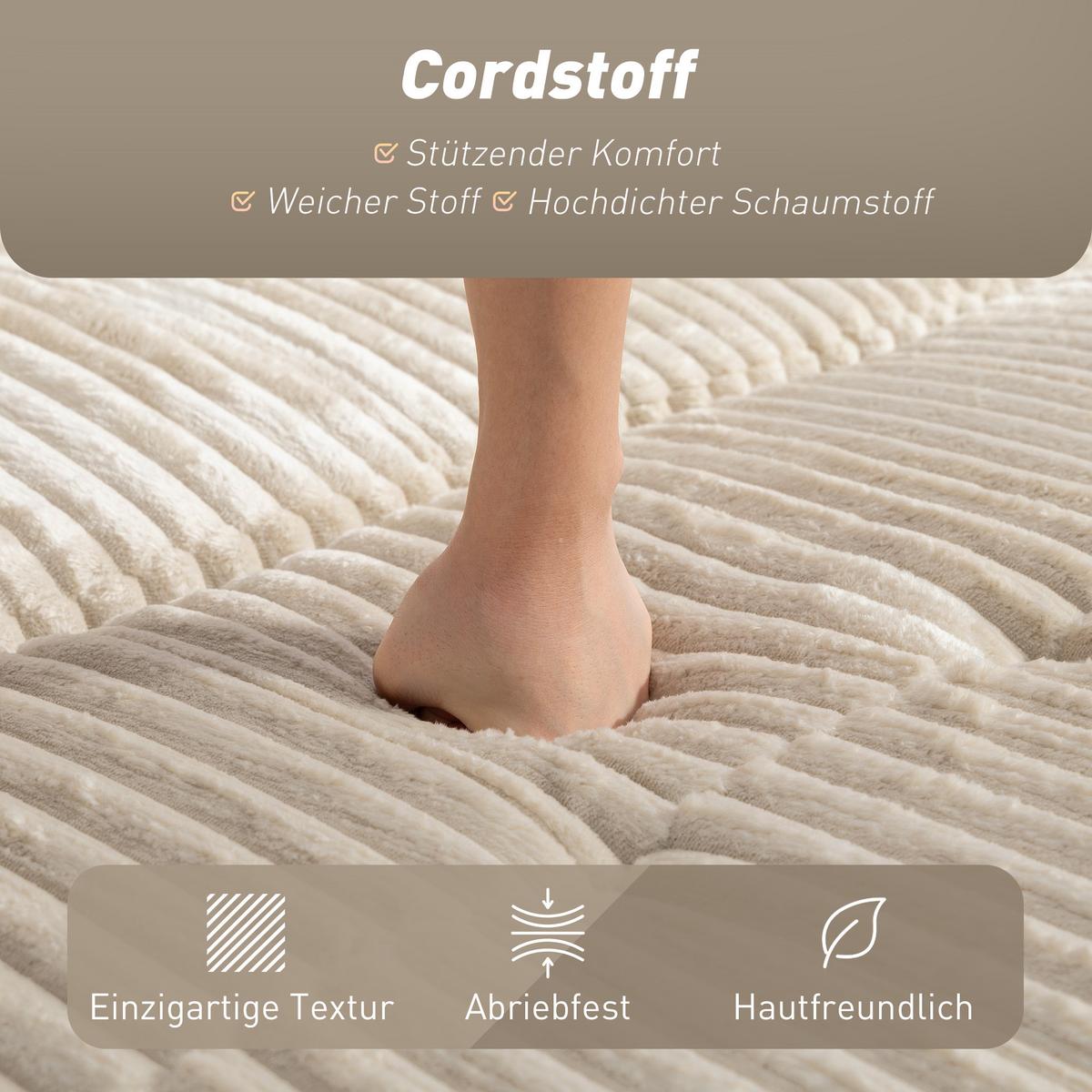 SCHLAFSOFA Polyester Stahl Cremeweiß - Creme/Schwarz, Kunststoff/Textil (90/91/157cm) - HOMCOM