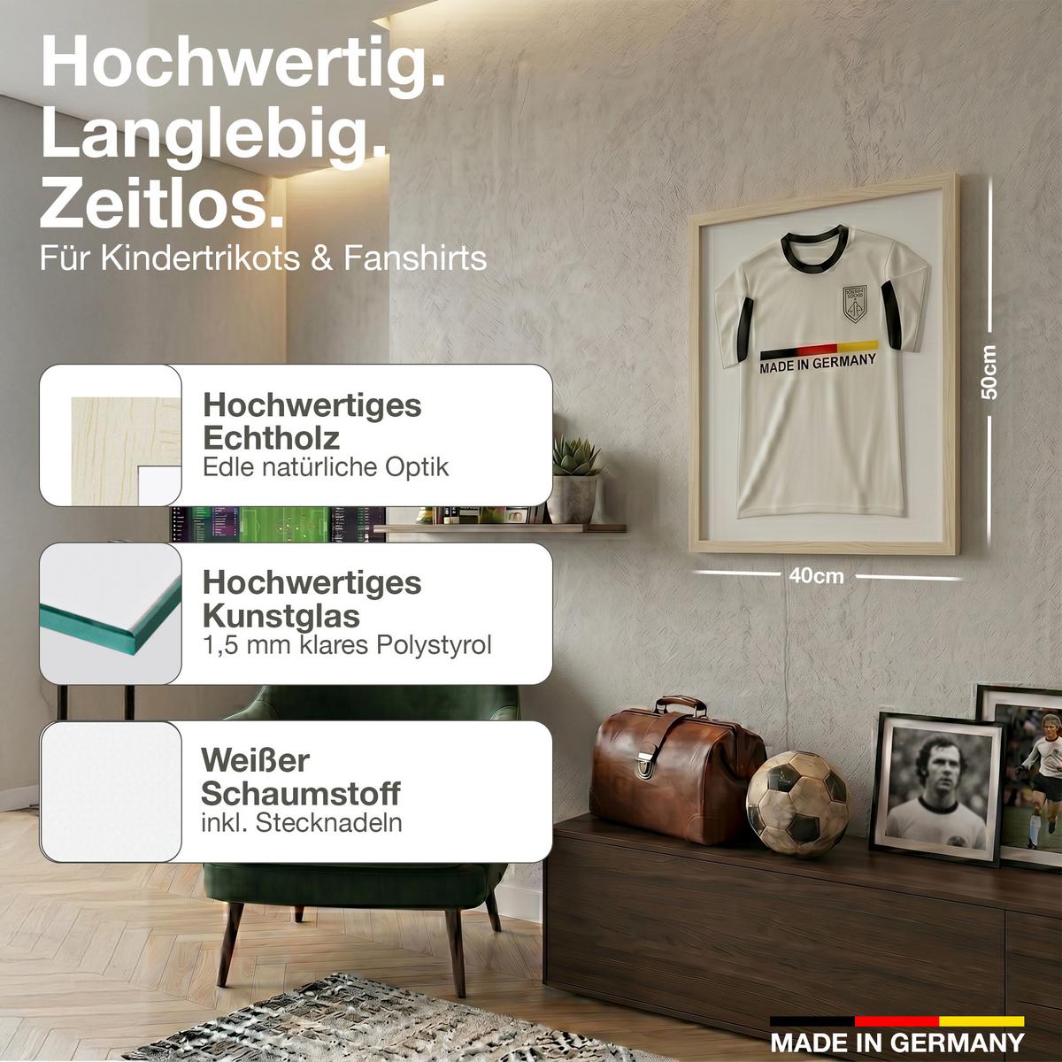 TRIKOTRAHMEN 40/50 Premium - Naturfarben, Holz (40/50cm) - K-Möbel