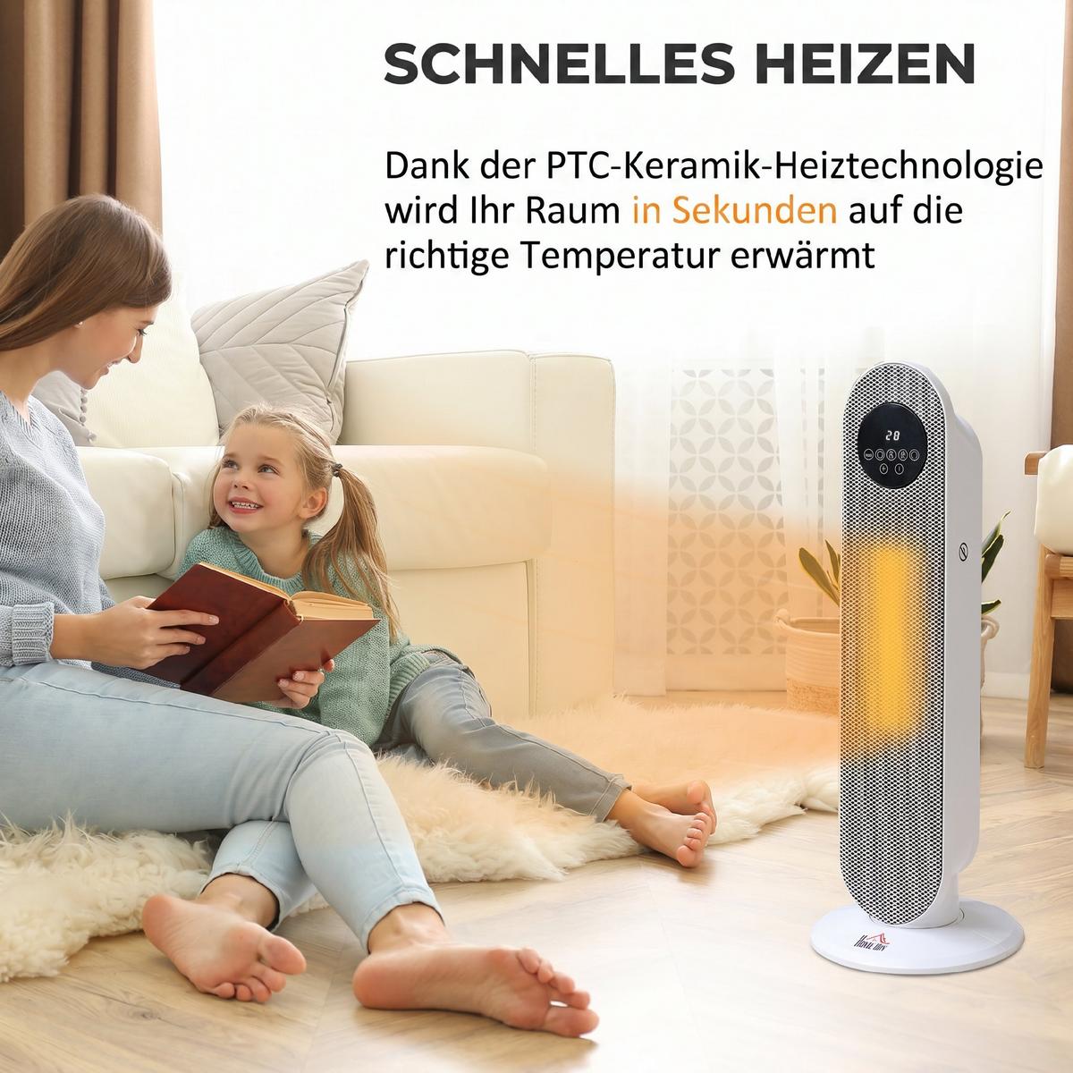 HEIZLÜFTER Kunststoff Weiß - Weiß, Kunststoff (21/63.5/21cm) - HOMCOM