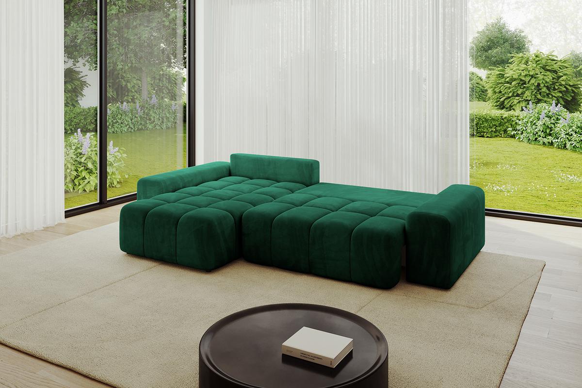ECKSOFA Ottomane links ENIL-L 297x189x68 Dunkelgrün Velours - Dunkelgrün, Holzwerkstoff/Kunststoff (297/189cm) - ALTDECOR