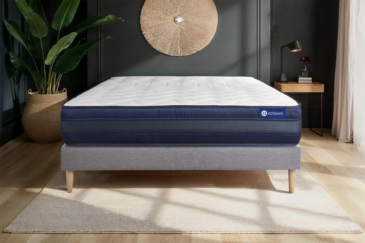 BETT Actimemo tech Memory-Schaum 80 x 200 cm h4 - Kit Bettgestell Grau - Beige/Grau, Karton/Holz (80/200cm) - ACTISOM