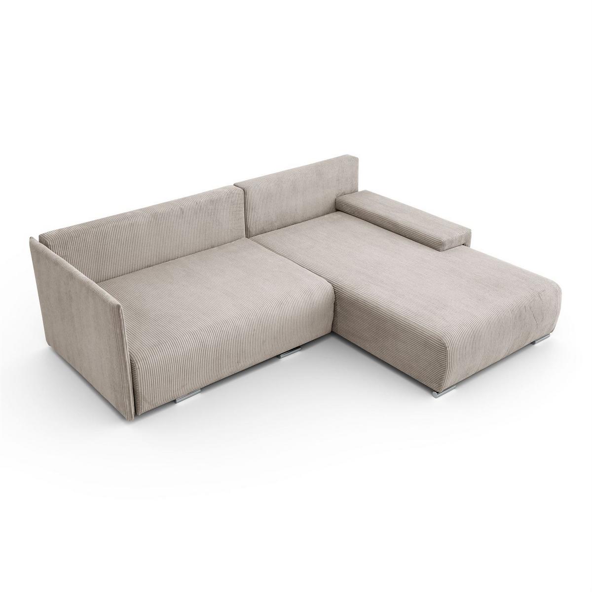 ECKSOFA LAVIO L mit Schlaffunktion und Bettzeugkasten Rechte - Beige, Textil (246/188cm) - Lookway