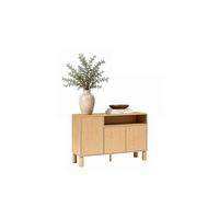 KOMMODE LINDEN 140/40,6/91,6 cm 3 Türen offenes Fach Eiche Bookmatch - Eichefarben, Eichenholz/Holzwerkstoff (140/91.6/40.6cm) - Lookway