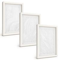 BILDER SET 3er Set - 20x30 cm Weißer Rahmen - Elegante Marmorstruktur - Weiß, Kunststoff (20/30cm) - TULUP