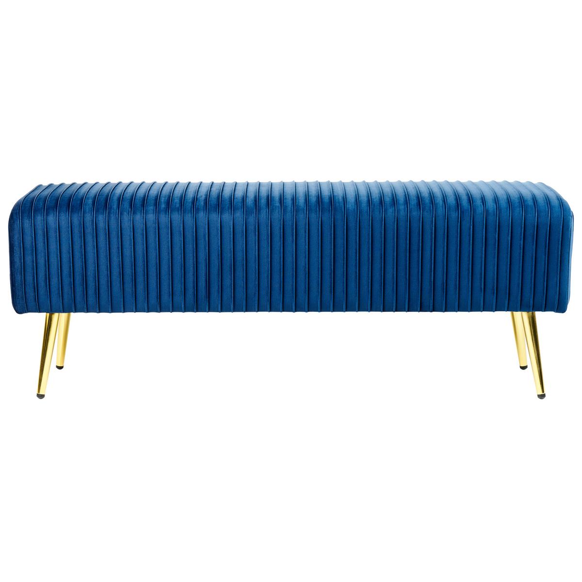 BANK Blau Paterson - Blau/Goldfarben, Textil (118/42/40cm) - Beliani