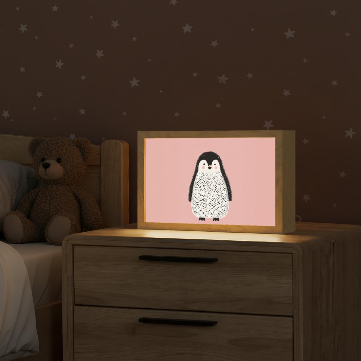 NACHTTISCHLAMPE Pinguin - Punkte - Minimalistisch - Rosa 30x20 cm - Rosa, Holzwerkstoff (8/30/20cm) - OnlyWow