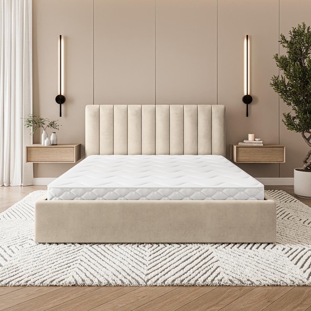 POLSTERBETT DEMERA MGV 180x200 cm mit Bettkästen - Beige - Beige, Holz (180/200cm) - MASSENO