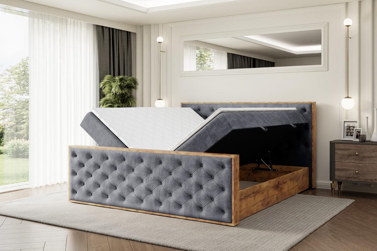 BOXBETT mit Matratze H3 und Lattenrost - LOLLI3-Z - 180x200 - Dunkelgrau Casablanca - Dunkelgrau, Holzwerkstoff (180/200cm) - ALTDECOR