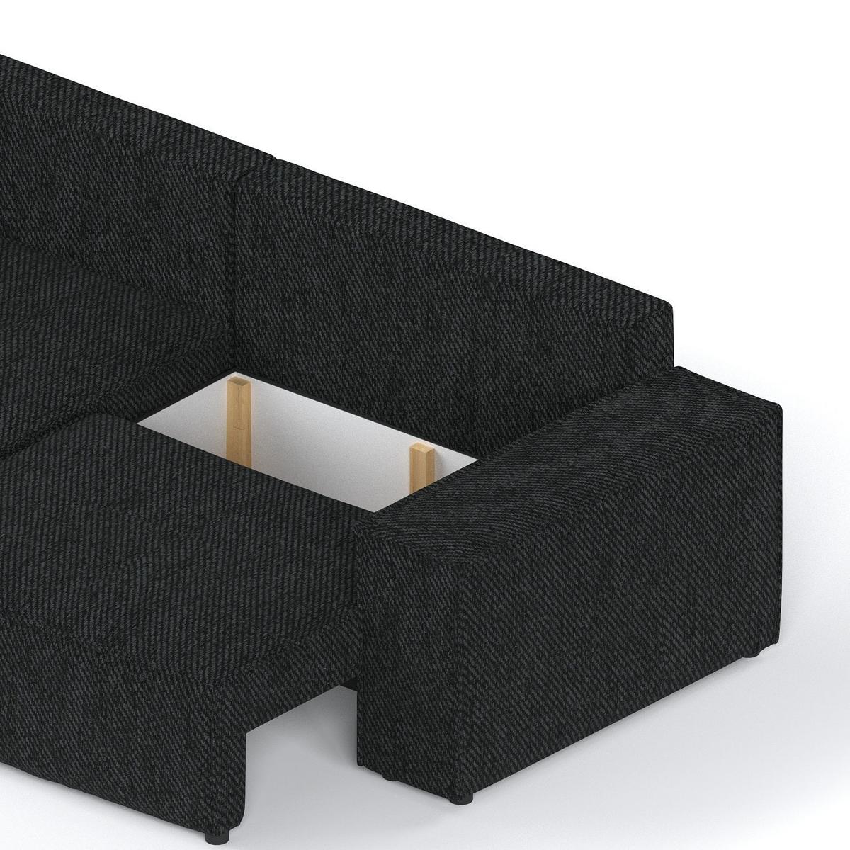 ECKSOFA SENSO mit Schlaffunktion Schwarz im Neve Stoff - Schwarz, Holz/Holzwerkstoff (255/148cm) - AltaBeds
