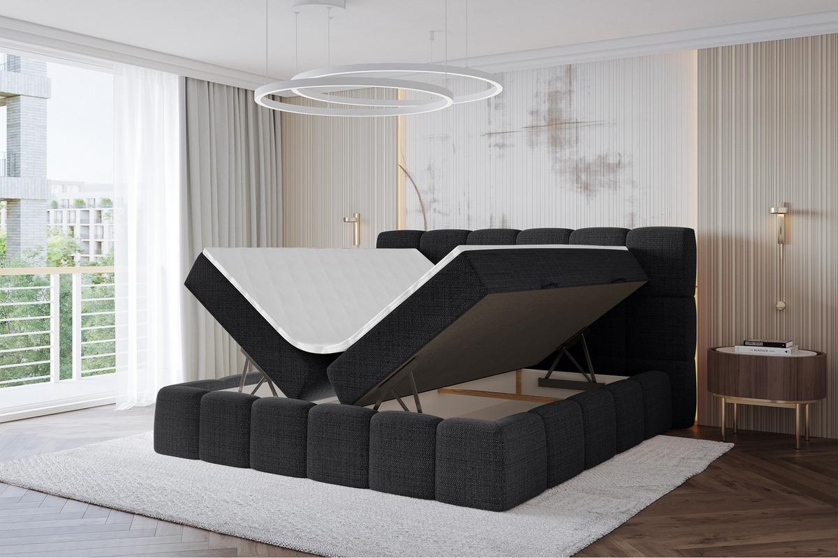 BOXBETT - AURI-H3 - 120x200 Schwarz Aragon - Schwarz, Holzwerkstoff (120/200cm) - ALTDECOR