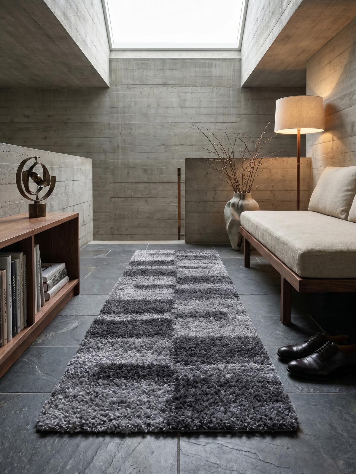 HOCHFLORTEPPICH WERFEN, kariert, Grau, 80 x 250 cm - Grau, Textil (80/250cm) - KADIMA DESIGN