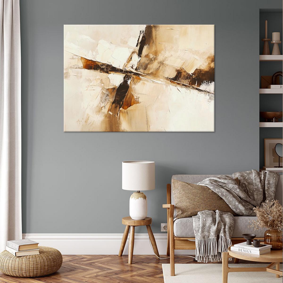 LEINWANDBILD Beigebraune moderne Abstraktion 60x40cm - Beige, Textil (60/40cm) - Feeby