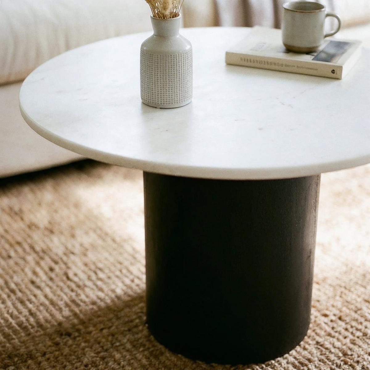 COUCHTISCH YAMUNA weiß/schwarz - Schwarz/Weiß, Holz/Naturmaterialen (60/60/42cm) - IDIMEX