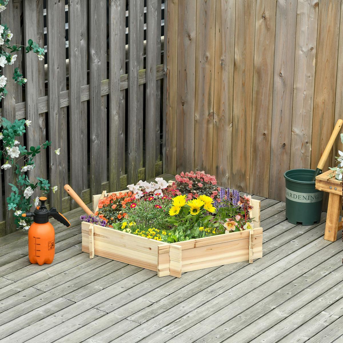 HOCHBEET, Naturfarben - Naturfarben, Holz (92/16/100cm) - Outsunny