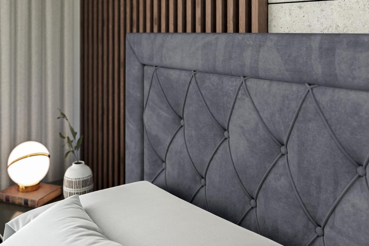 BOXSPRINGBETT NOEL KING - 140 x 200 - H3/H4 - Dunkelgrau - Dunkelgrau, Holzwerkstoff (140/200cm) - ALTDECOR
