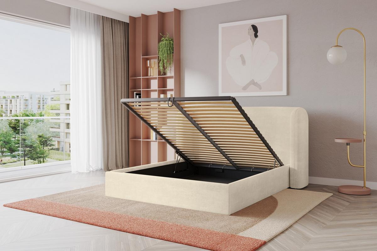 POLSTERBETT mit Bettkasten und Lattenrost, Bett mit Matratze H3/H4 - ESTI 180x200 Beige - Beige, Holzwerkstoff/Textil (180/200cm) - ALTDECOR