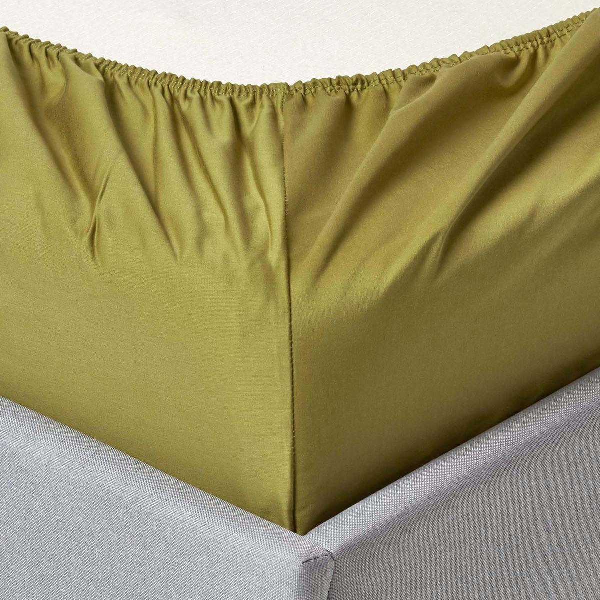 SPANNBETTLAKEN extra hoch, Ägyptische Baumwolle, Fadendichte 1000 - Olivgrün, Textil (180/200cm) - Homescapes