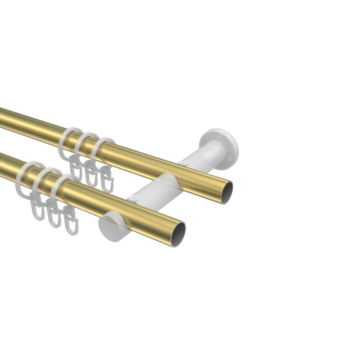 GARDINENSTANGE Platon Tanara 140 cm, 2-läufig, 20 mm Ø Messing-Optik - Messingfarben/Goldfarben, Metall (140cm) - INTERDECO