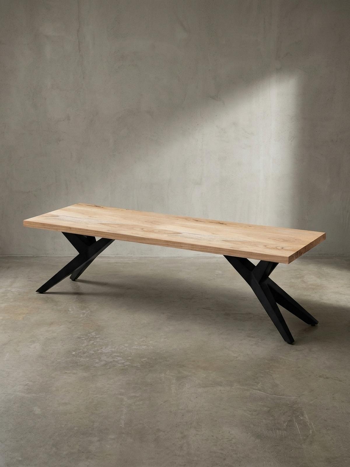 ESSZIMMERBANK Massivholz Metall Loft-Stil, Akazie 175x45x45 cm - Schwarz/Braun, Holz/Metall (175/45/45cm) - KADIMA DESIGN