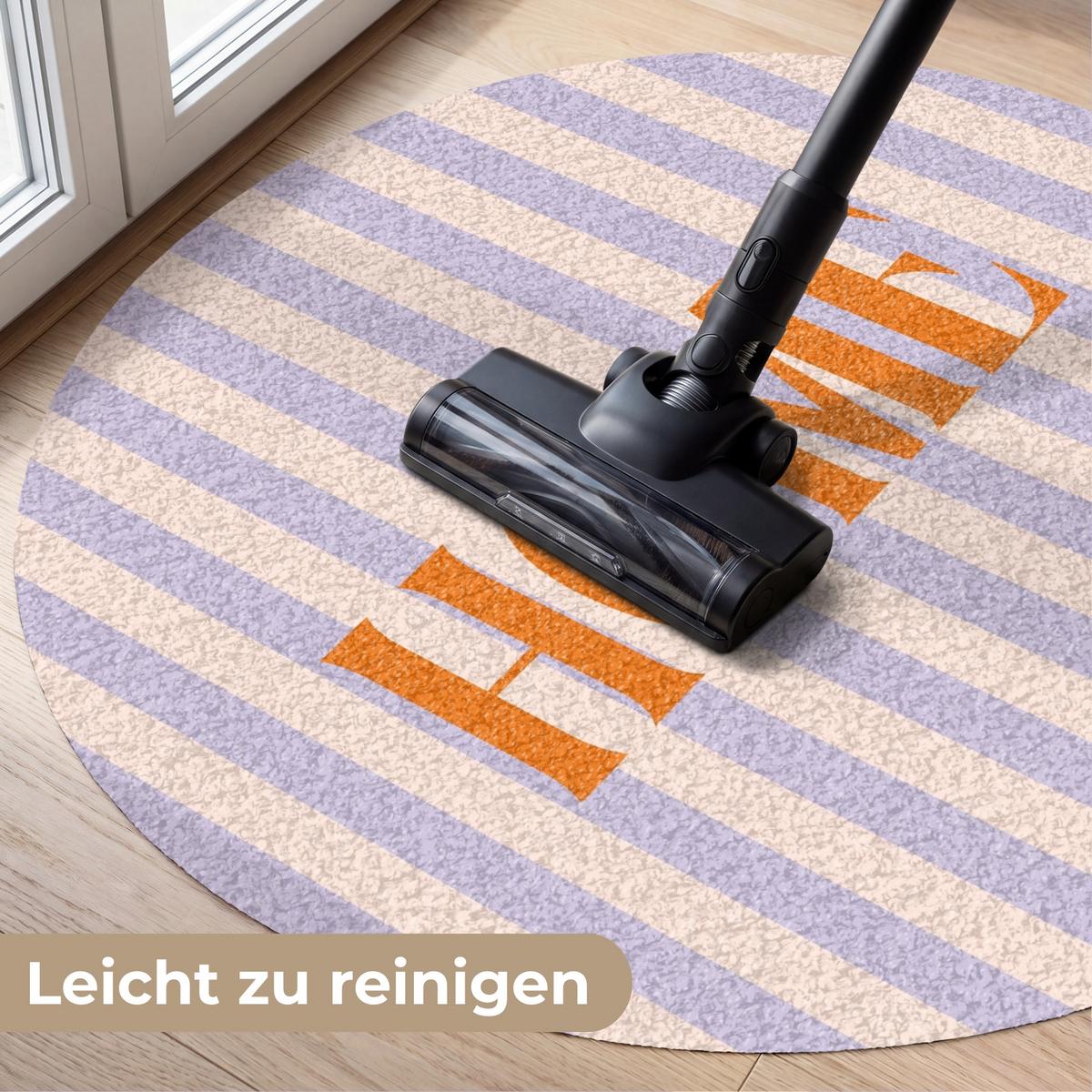FUSSMATTE Lila – Orange – Streifen – Startseite 90x90 cm - Flieder, Kunststoff (90/0.4cm) - MuchoWow