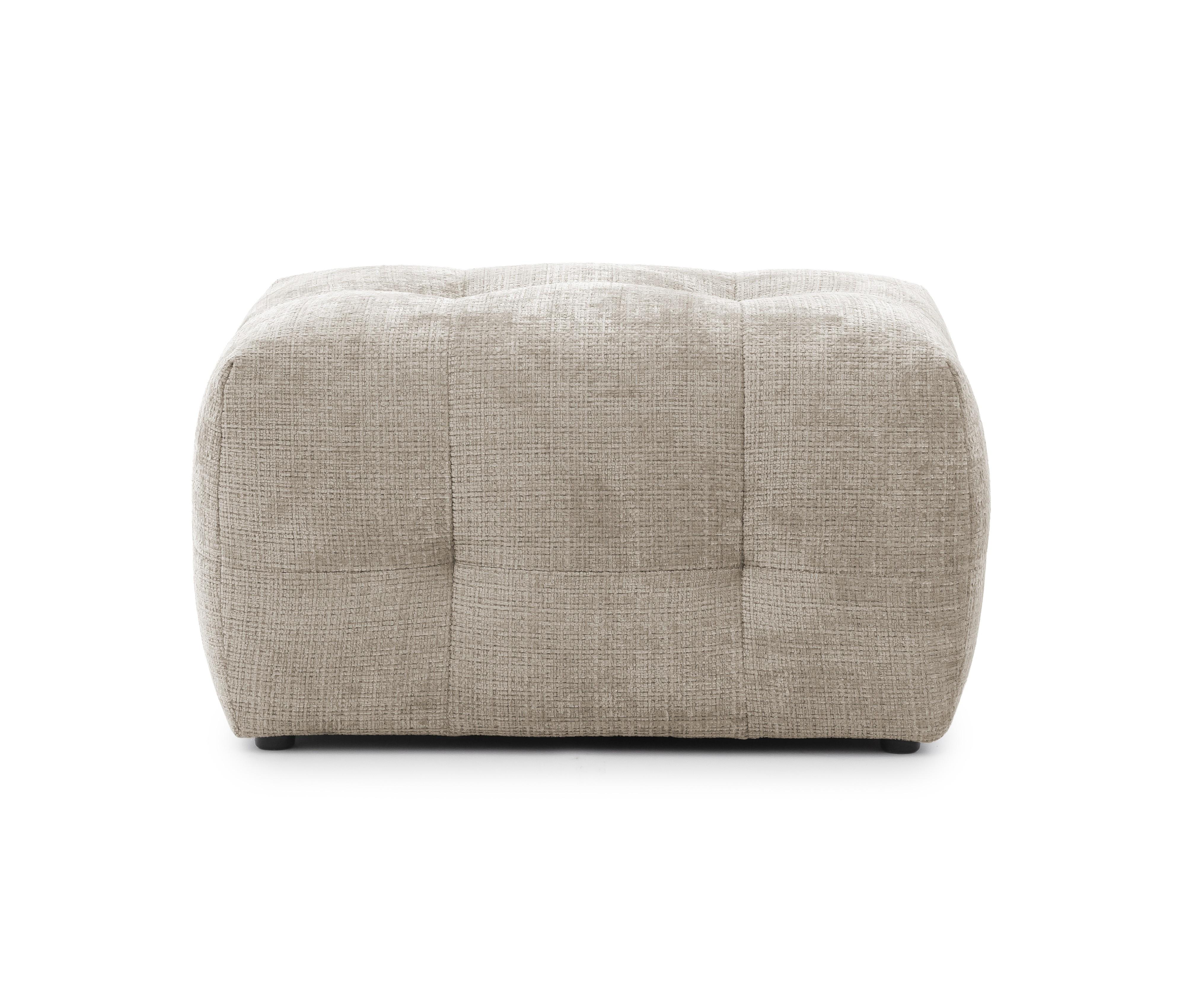POLSTERHOCKER mit raffinierten Steppungen, zu passendem Sofa, Wellenunterfederung, Chenille-Bezug Sandgrau / 21054 - Sandfarben/Schwarz, Kunststoff/Textil (87/46/68cm) - luma-home