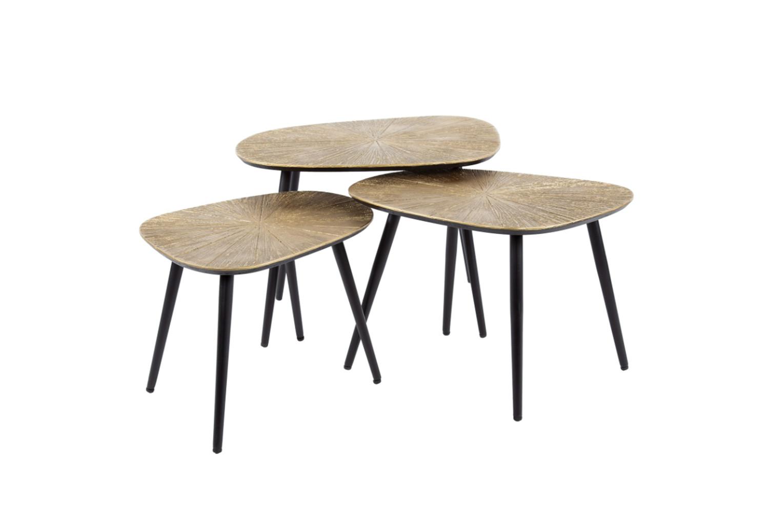 COUCHTISCH TIBALI 3ER SET Bronze Metall - Schwarz/Bronzefarben, Metall (51/62/43cm) - KAWOLA