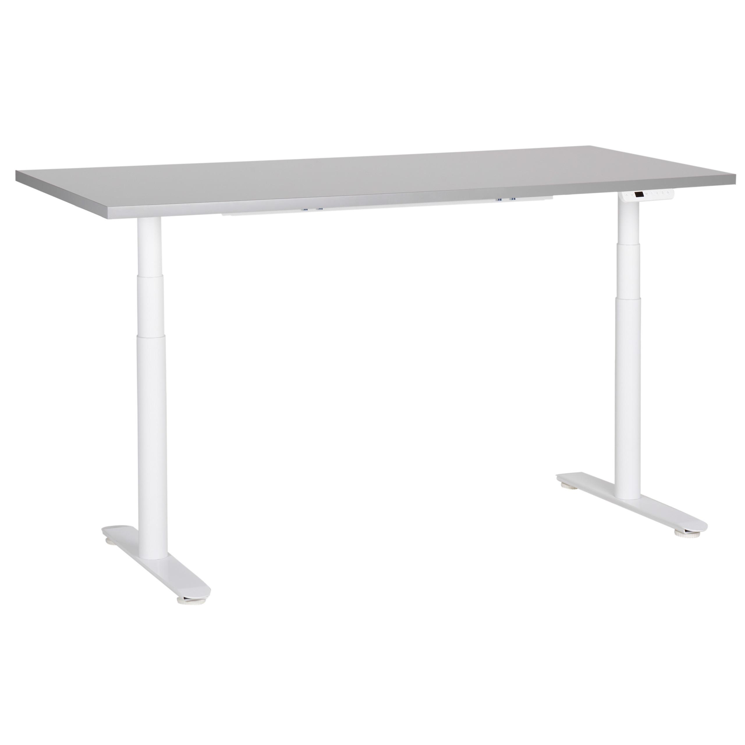 SCHREIBTISCH grauweiß 160/72 cm elektrisch höhenverstellbar Destin IV - Weiß/Grau, Holz (72/160/67cm) - Beliani